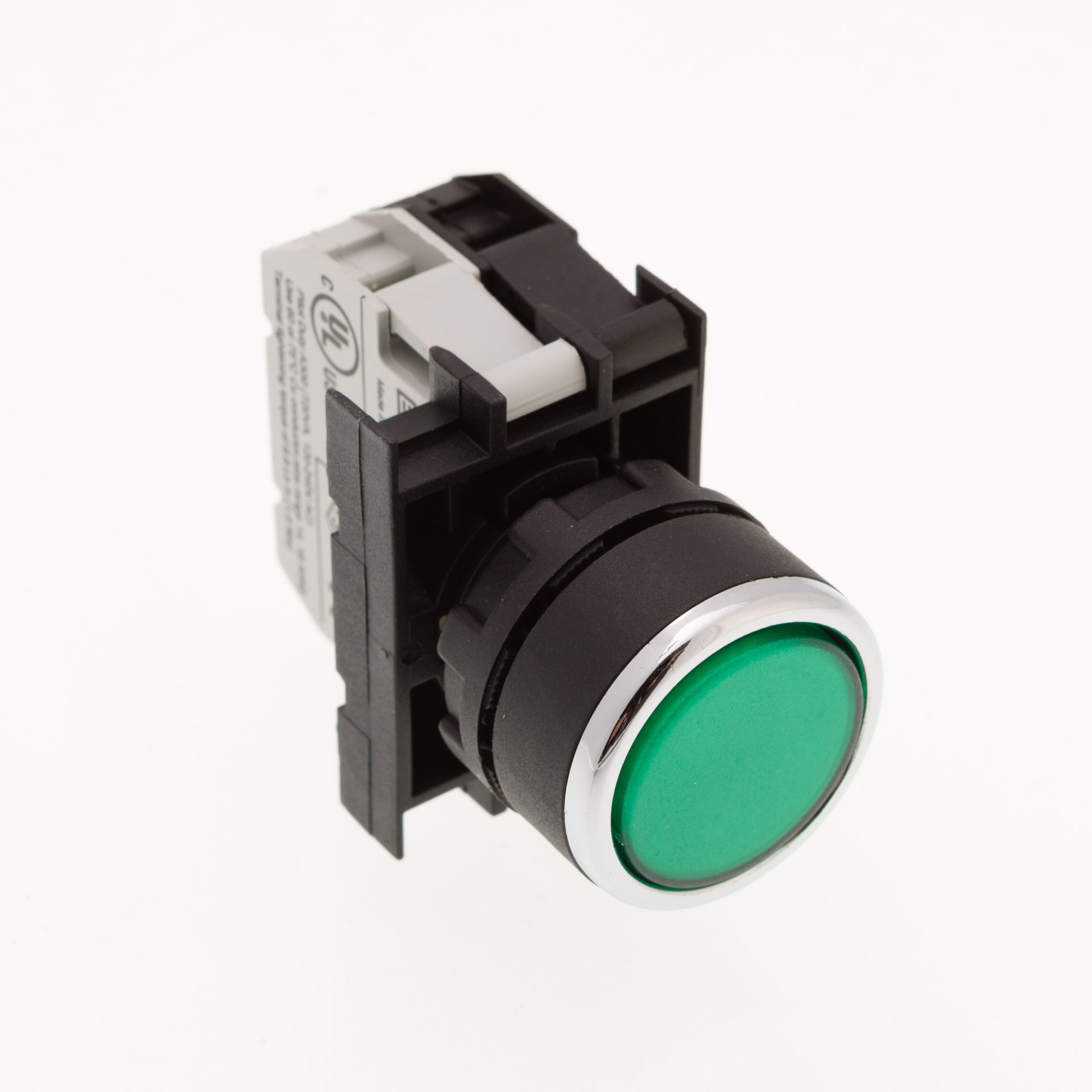 B-D -G-(BA-B1-B3)-IP50 Кнопка нажимная зеленая пластиковая с патроном подсветки Ba9S (1НО)