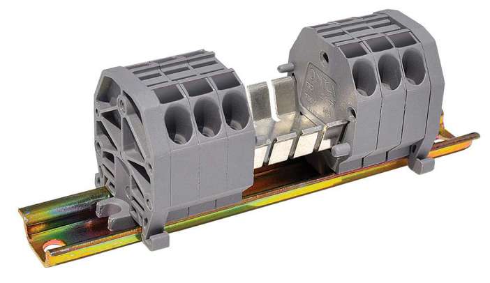 MPK-Bridge 2,5mm Клемма мини серая с соединительным мостом открытая, пружинные зажимы, 24A [ст.арт.1