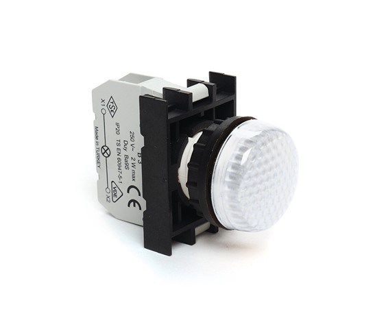 B-X-Ba9S- W-IP50 Сигнальная арматура белая пластиковая с блок контактом подсветки B3 без светодиода