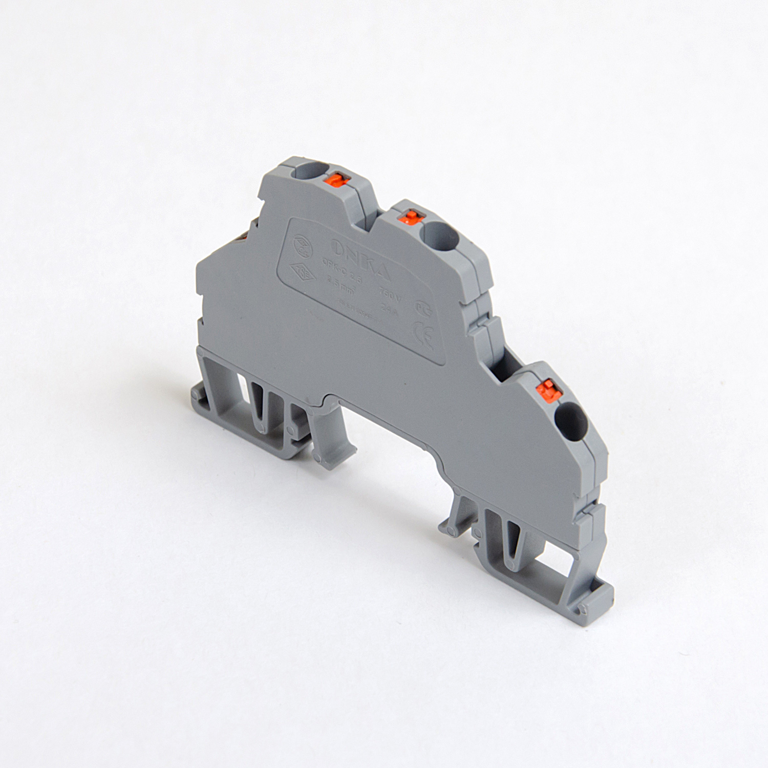 OPK-C  2,5/5,9mm Клемма серая проходная двухярусная закрытая, пружинные зажимы, 24A [ст.арт.1722]