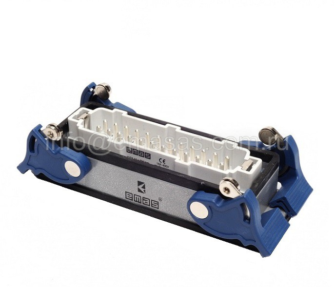 EB-M- 24-FM-44-IP65 Вилка стационарная встраиваемая металлическая 24 вывода 16А нижний ввод 4 фикса