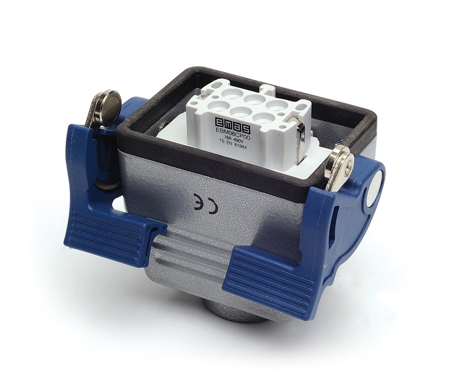 EB-M- 06-PU-32-IP65 Розетка переносная металлическая 6 выводов 16А верхний ввод 2 фиксатора