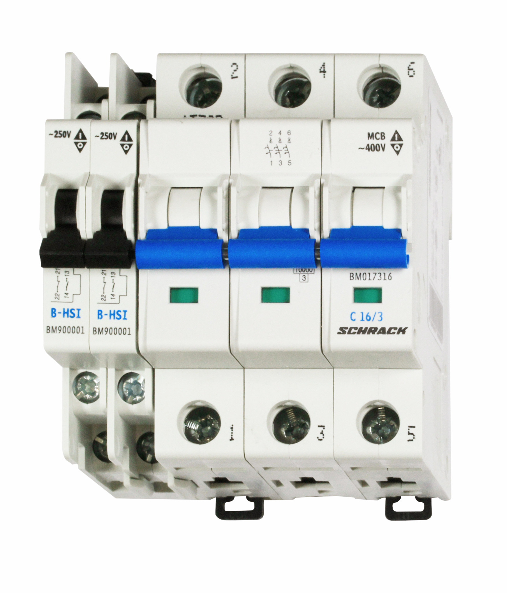 Блок-контакт B-HSI вспомагательный 1но+1нз контакт для BM,BO,BC,MP монтаж защелка, возможность установки нескольких блоков