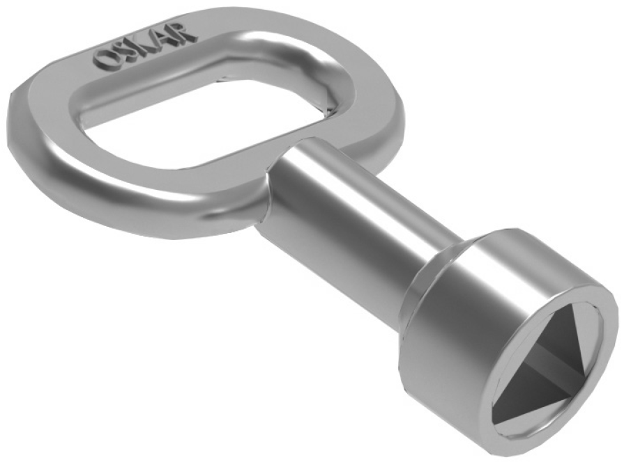 Ключ металлический средний к замку М-22, хром, личинка Т6,5 треугольник