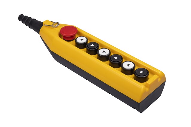 Крановый пульт PV7-E40-B-2-2-2-IP65 желто-черный с CP-E40R-R-(СА1С2) и 3 группами PVT(HBD-HSD)-1B11B