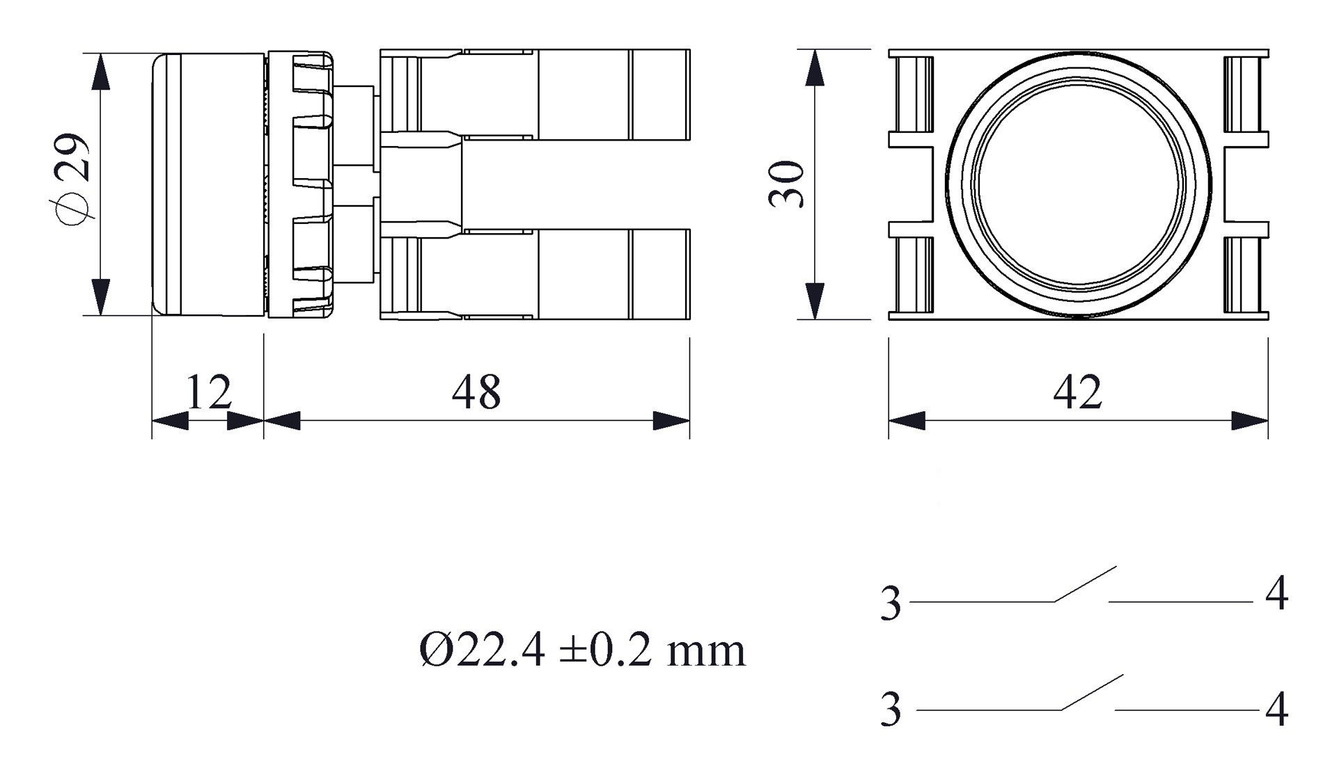 B-D -G-(BA-B1-B1)-IP50 Кнопка круглая без фиксации зеленая пластиковая 2НО