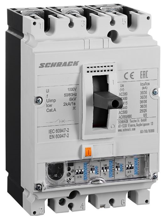Выключатель в литом корпусе, тип ENM, 3 полюса, 50 кА, 160 A