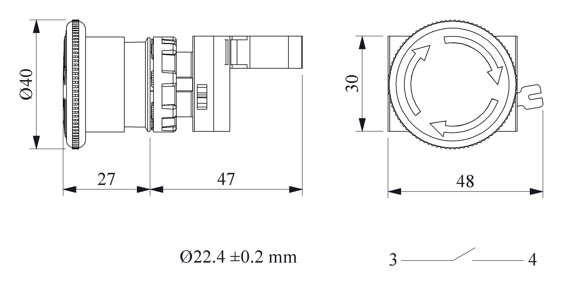 CP-E40R-R-IP65 (CA-C1) Аварийная кнопка красная пластиковая "Грибок" д40 включение вращением 1НО