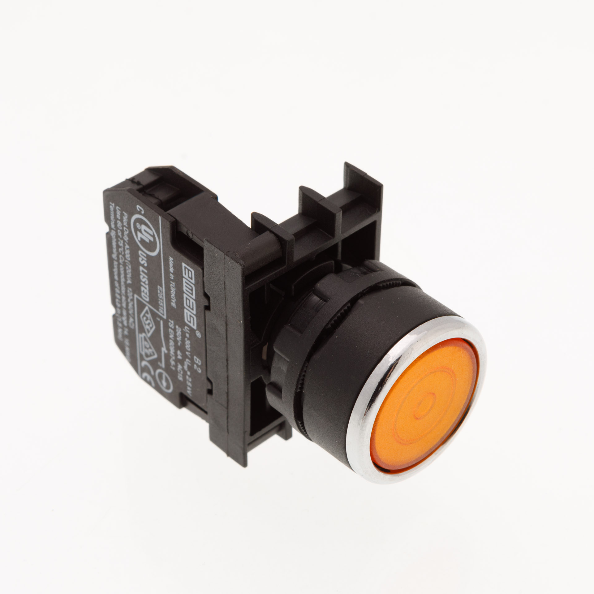 B-F -Y-(BA-B2)-IP50 Кнопка с фиксацией желтая пластиковая 1НЗ