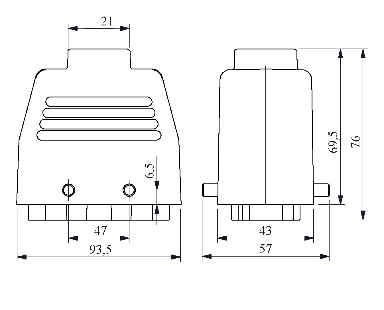 EB-M- 16-PU-30-IP65 Розетка переносная металлическая 16 выводов 16А верхний ввод без фиксатора