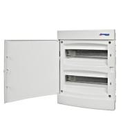 Щиток встраиваемый IP40  2ряд 24модулей, белый пластик, белая дверь, N и PE (283х357х70)