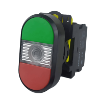LA115 Кнопка красно-зеленая сдвоенная пластиковая 1НО+1НЗ, без фиксации IP54