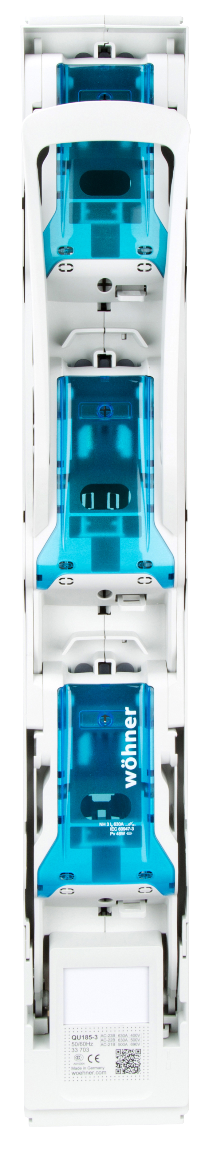 Вертикальный ПВР Wohner-03-3X3/A г. NH03(630А),185мм, 3ф 3полюса, М12/240, шина 185мм
