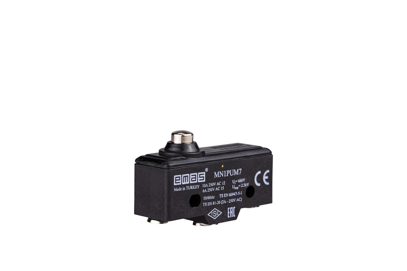 Минипереключатель MN2-PUM7 низкий плунжер 1ПК контакт 10А 440VAC под винт