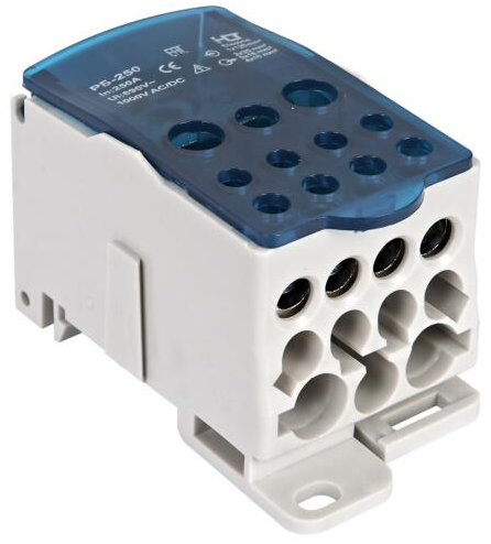 Распределительный блок на DIN-рейку РБ-250 1П 250А(1х120/2х35/+5х16/4х10)(HLT) [ст.арт.9900159]                                                       