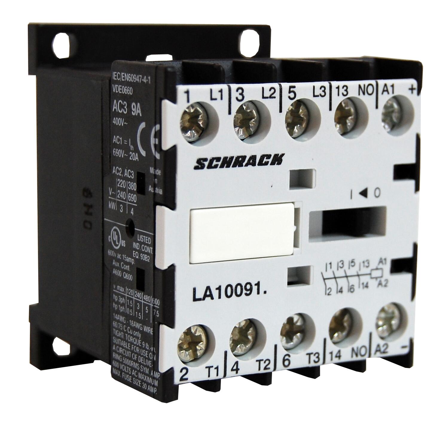 LA Мини-контактор 9А/4кВт, 230В  АС3, 50Гц 1но контакт