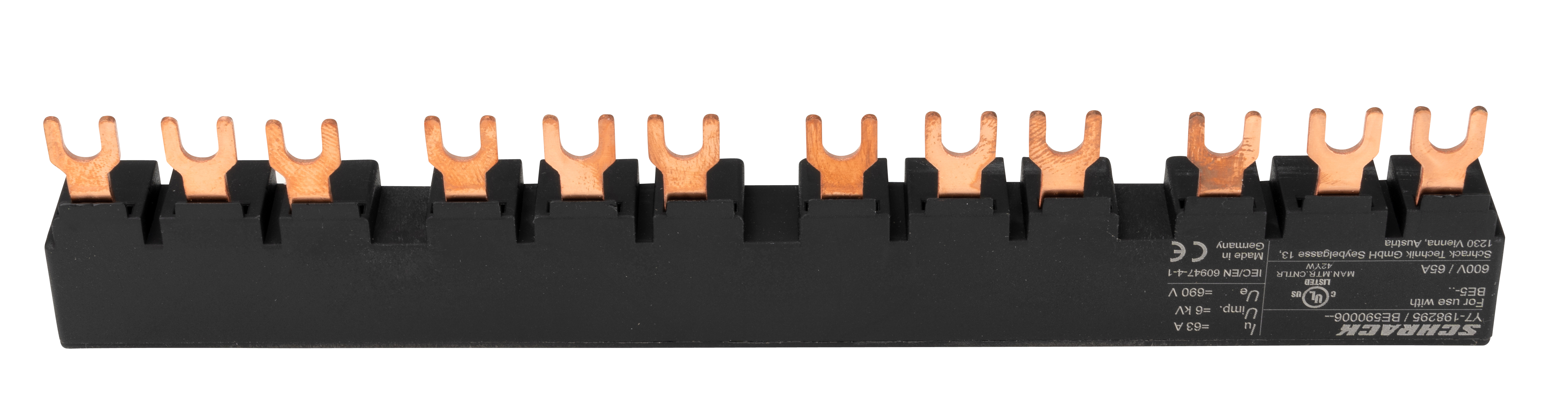 BE5 Трёхфазная соединительная шина для 4хBE5, 45мм, вилочная, UL-сертификация