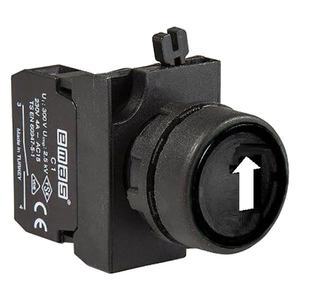 CP-DOD-B-(CA-C1)-IP65 Кнопка черная пластиковая 1НО, вертикальная стрелка