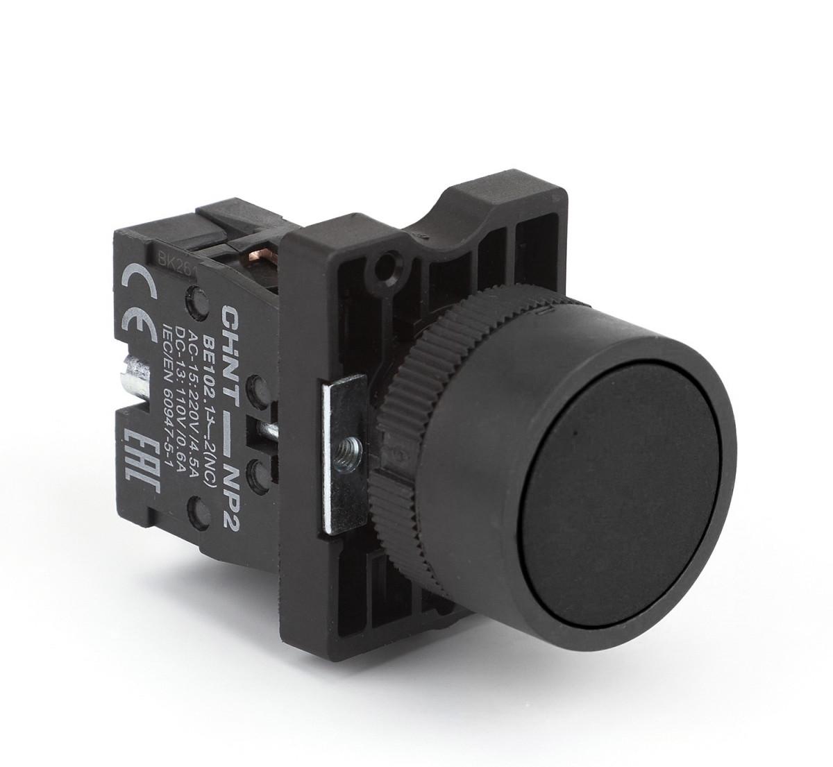 Кнопка управления NP2-EA22 без подсветки черная 1НЗ IP40