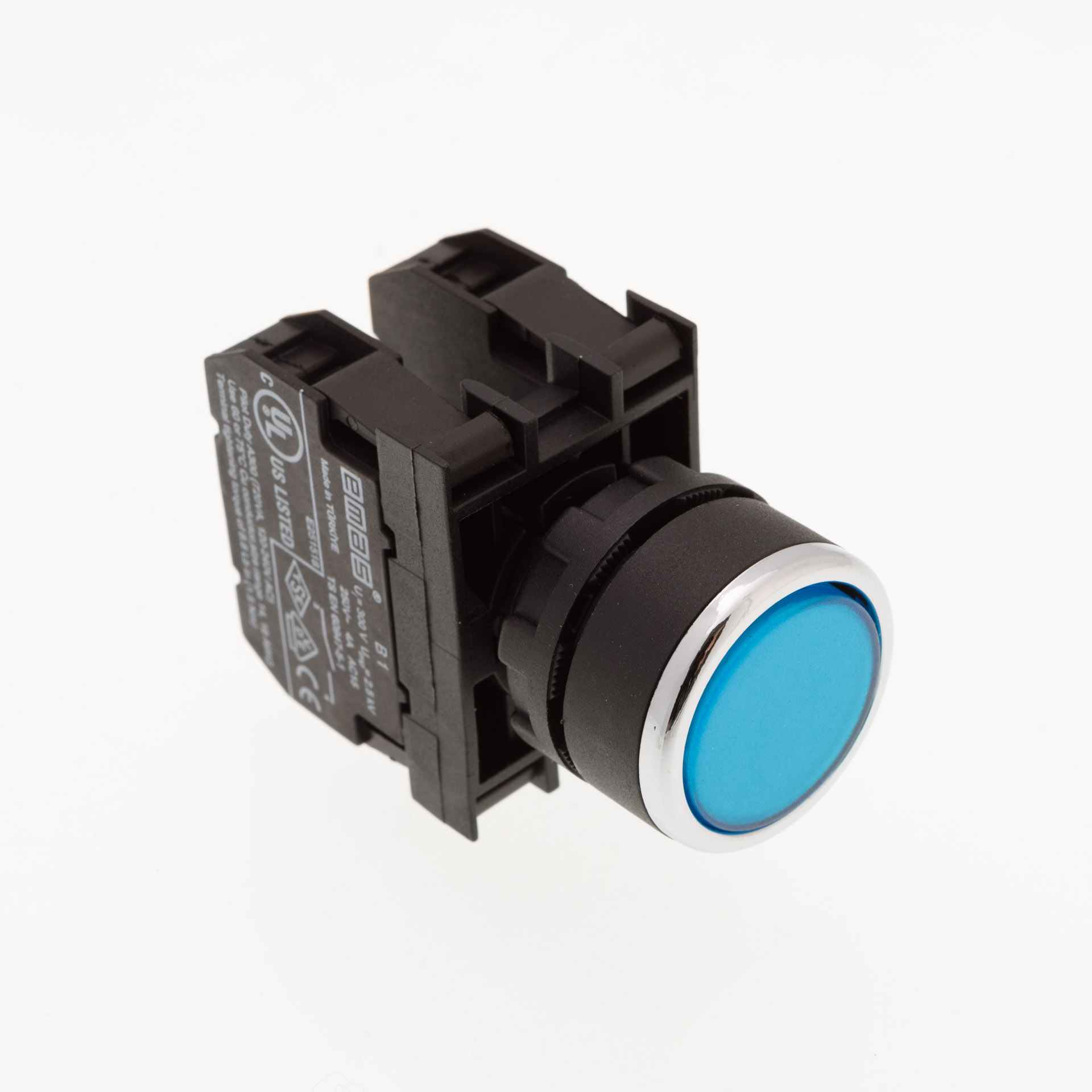 B-D -B-(BA-B1-B2)-IP50 Кнопка круглая без фиксации синяя пластиковая 1НО+1НЗ