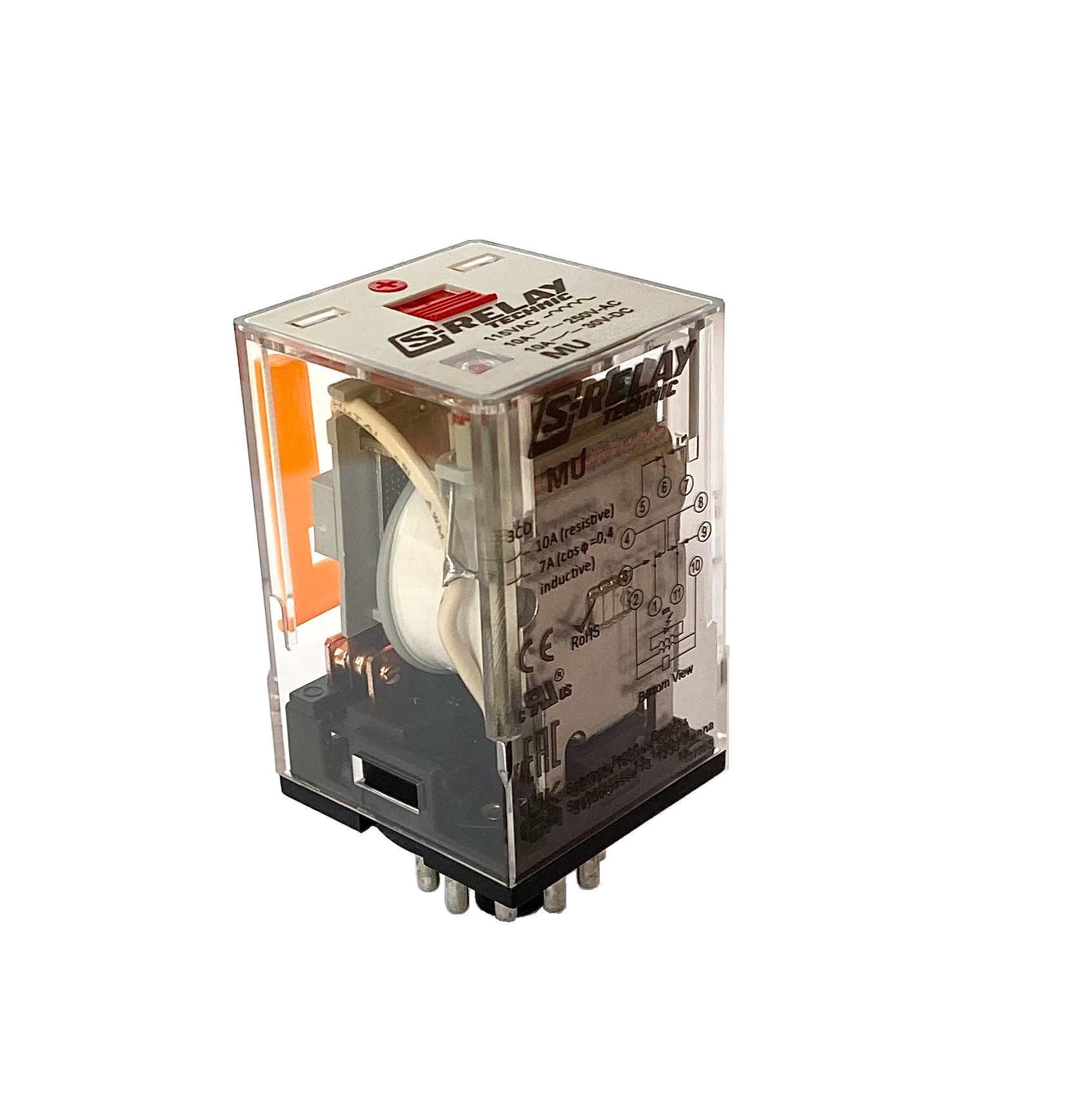 MU3 многорежимное реле 3ПК, 11 полюсов, 10A,  24VAC со светодиодом