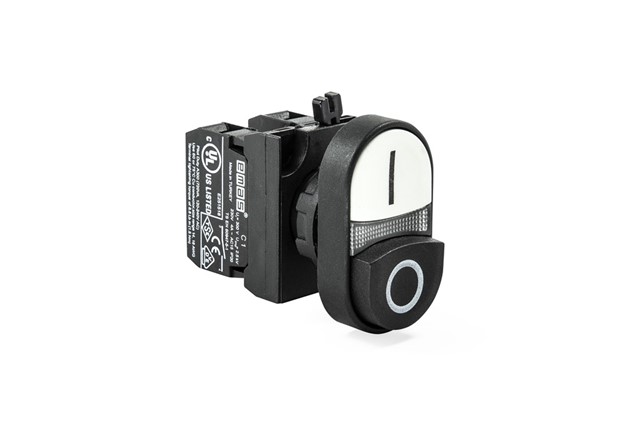 CP-K21-BW-(CA-C1-C2)-IP65 Кнопка черно-белая сдвоенная выступающая пластиковая (1НО+1НЗ)