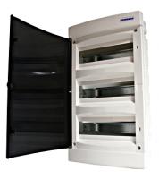 Щиток встраиваемый IP40 3ряд 36модулей, белый пластик, прозрачная дверь, N и PE (283х482х70)