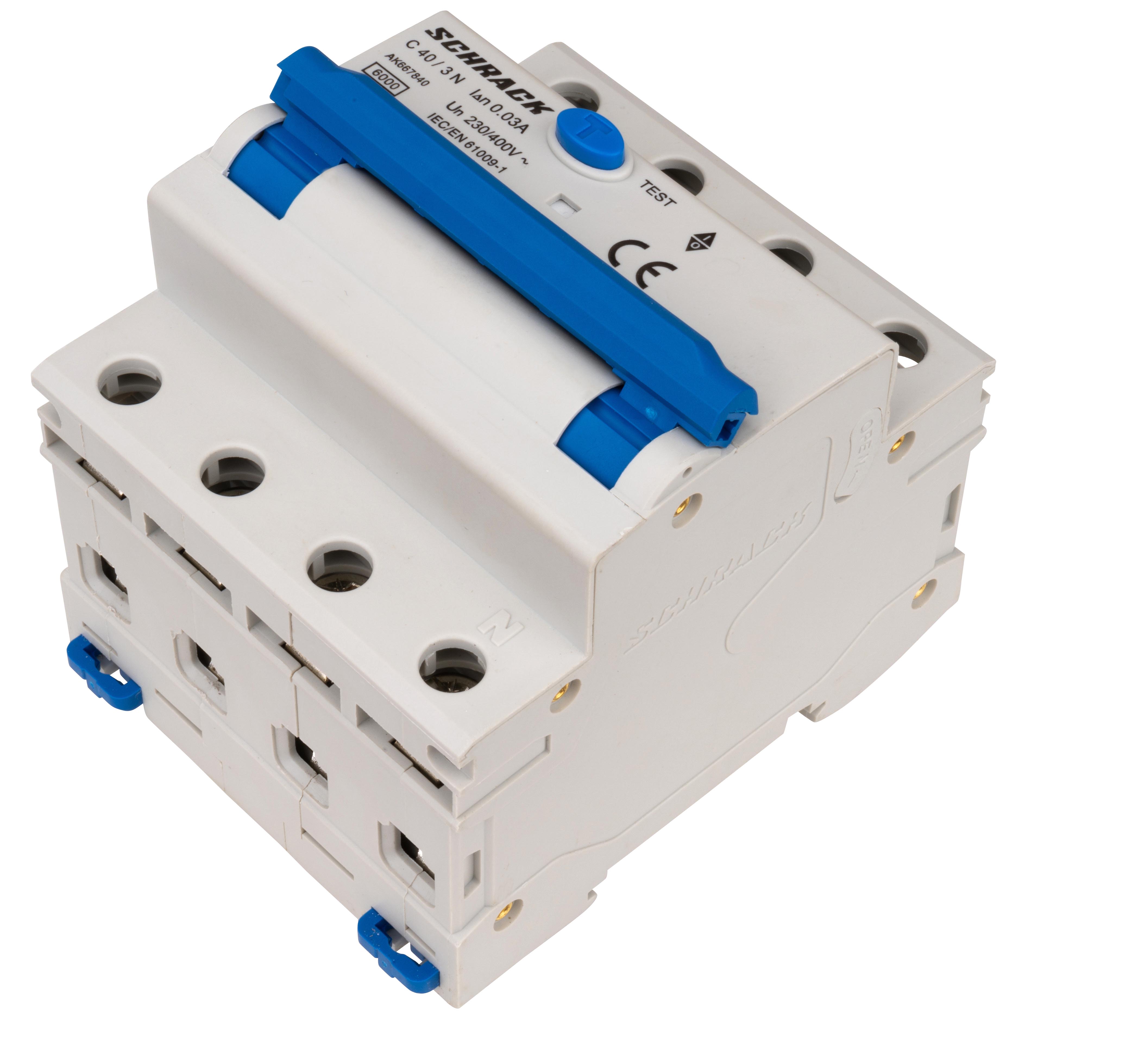 AK 6кА 3P+N С 40A/30mA 4М Дифференциальный автоматический выключатель тип A