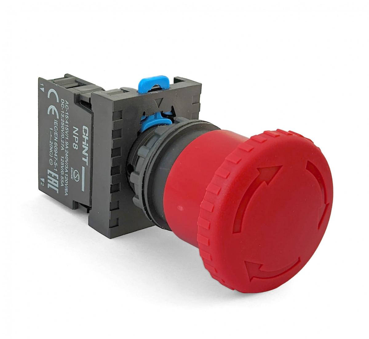 Кнопка управления "Грибок" Φ40мм с фиксацией NP8-01ZS/14 красная 1НЗ IP65