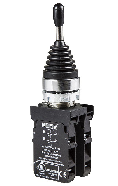 CM-DJ41-(CA-C1-C2-C1-C2)-IP65 Джойстик металл, 4 положения без фиксации 2НО/2НЗ вертикальный контакт