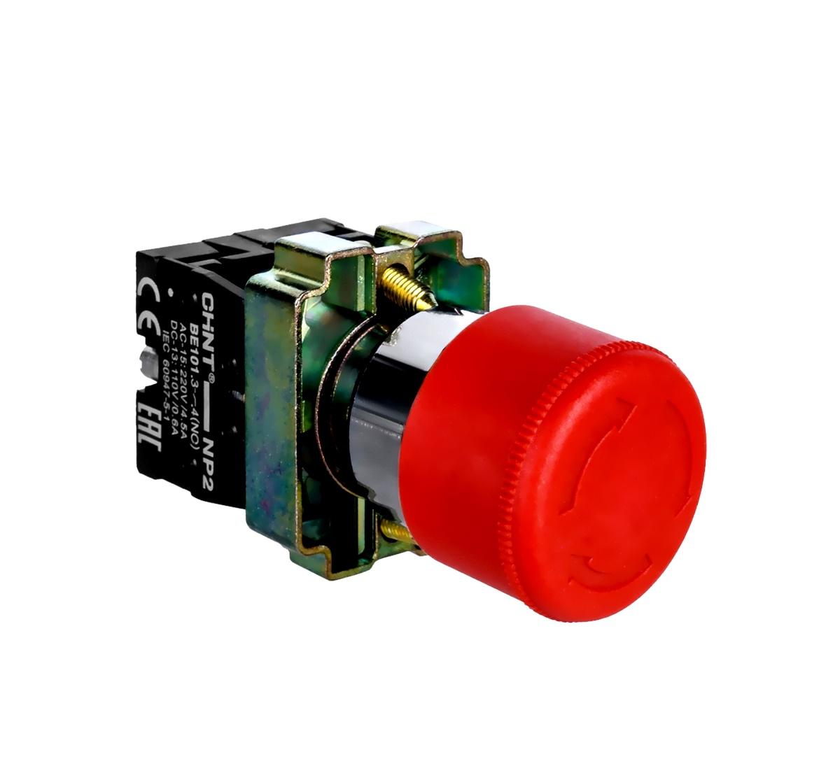 Кнопка управления "Грибок" Φ30мм (2) с фиксации NP2-BS442 без подсветки красная 1НЗ IP40