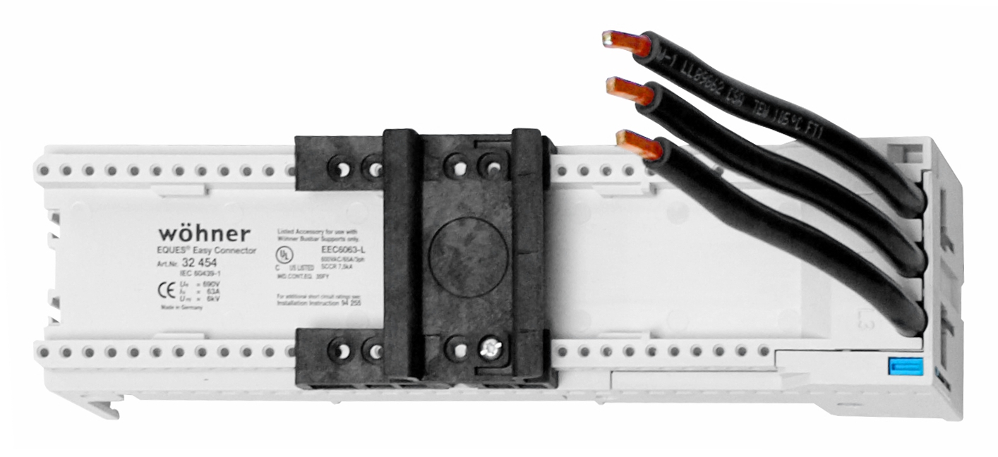 Шинный адаптер EСC 63A(54х200) для системы шин 60мм, 1 держатель с дин-рейкой 3 модуля
