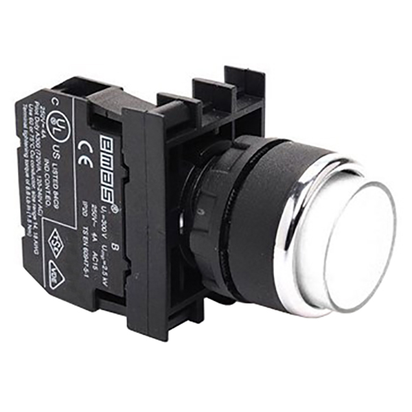 B-H -W-(BA-B2)-IP50 Кнопка выступающая белая пластиковая 1НЗ