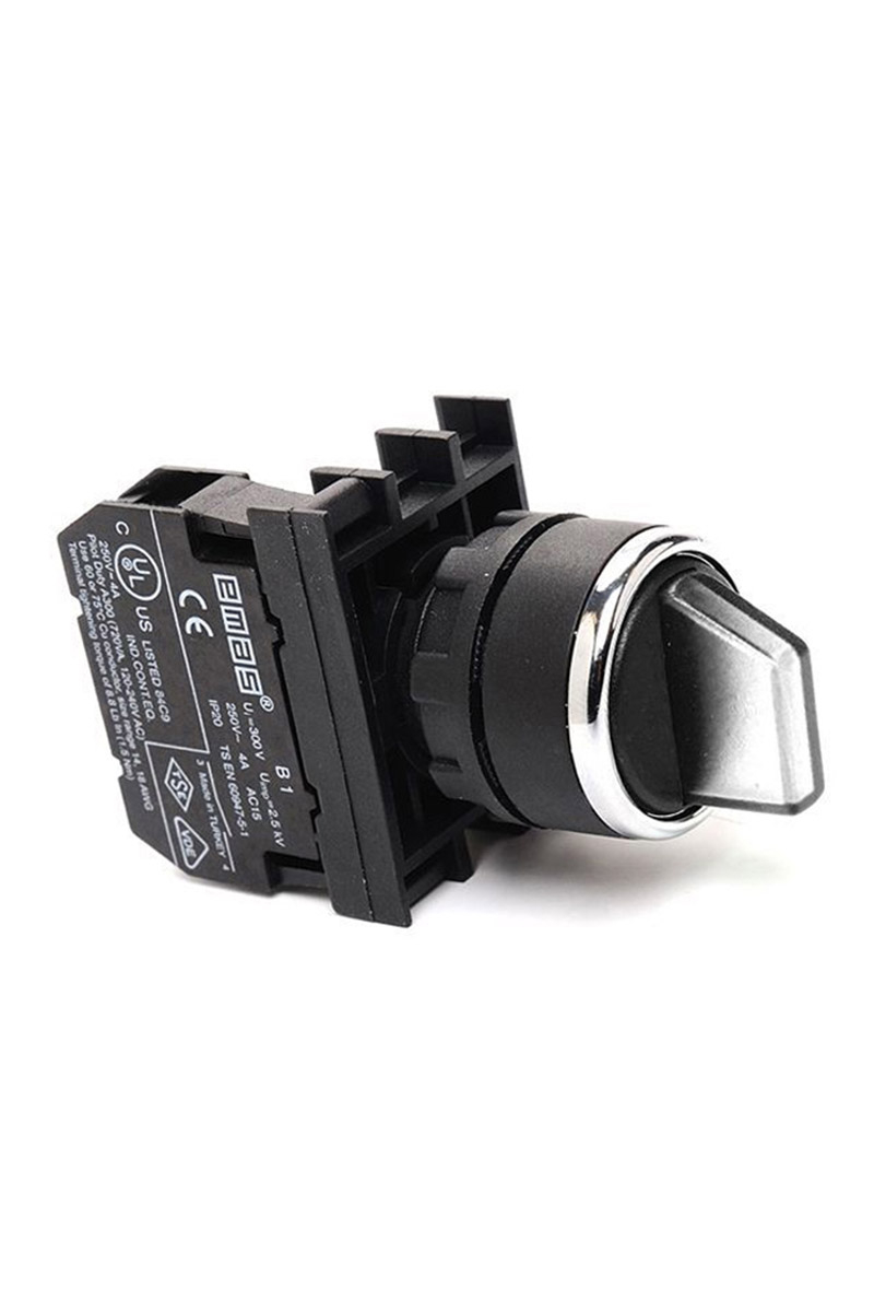 B-SL20-W-IP50-(BA-B1) Переключатель пластиковый на 2 положения (0-1) 60° с фиксацией 1НО, белый