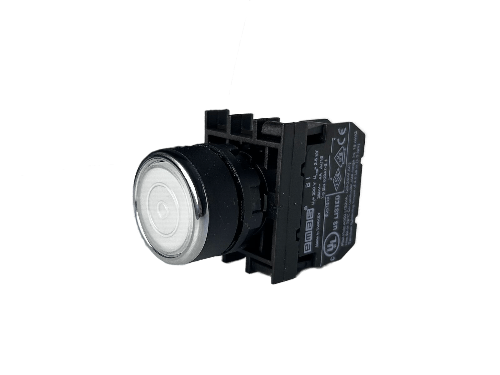 B-F -W-(BA-B1)-IP50 Кнопка с фиксацией белая пластиковая 1НО