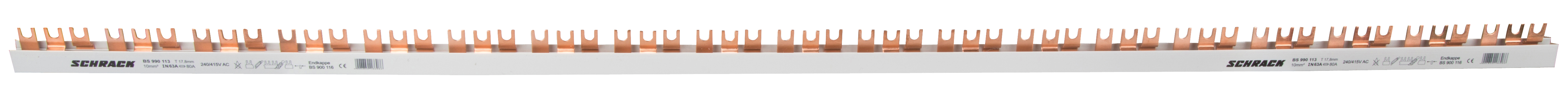 Шина соеденительная вилочная 10мм 3полюсная  63/100A, 1метр  56 модулей, s