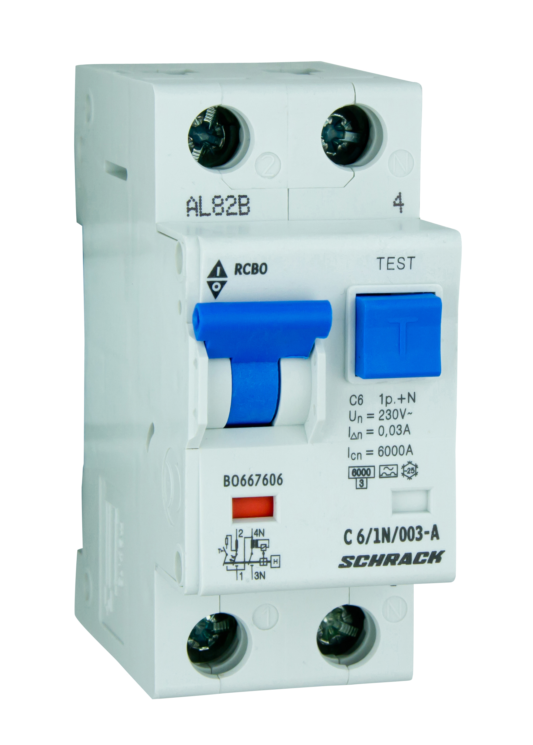BO  6кА 1P+N C 06A/30mA дифференциальный автоматический выключатель тип А