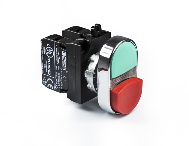 CM-K21-RG-(CAC1C2)-IP65 Кнопка красно-зеленая сдвоенная выступающая металлическая 1НО+1НЗ