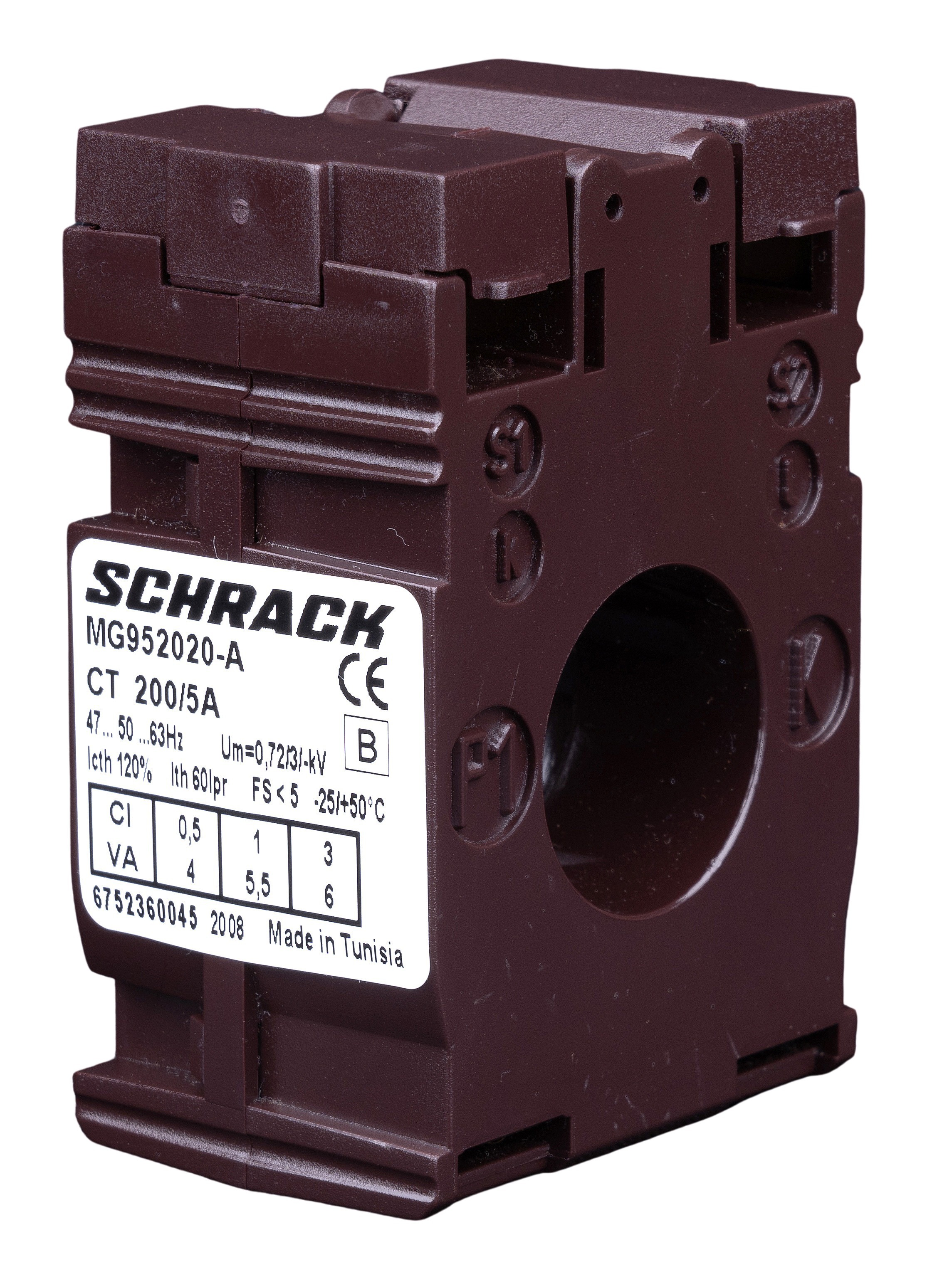 Трансформатор тока MG  200/5А  класс 0,5 для кабеля диаметр 21мм, s