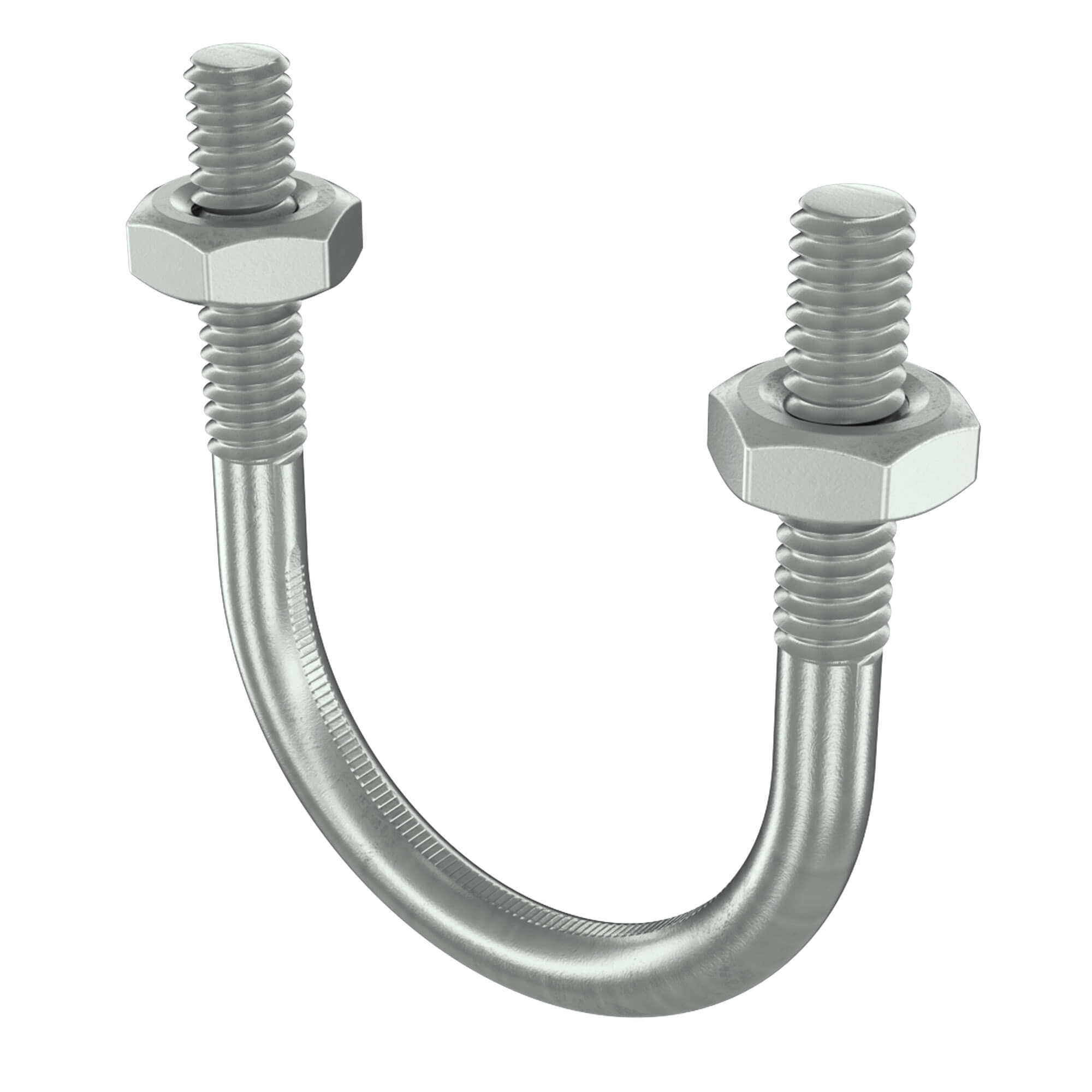 Скоба монтажная U-образная с резьбой М8 с гайками для труб d 2"