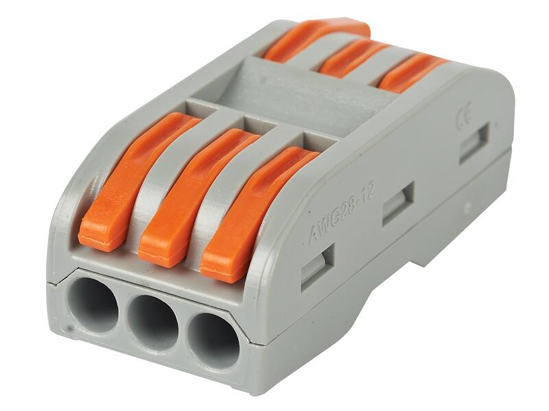 Соединительная проходная клемма пружинная с рычагом 2полюс СК-413-3 (2х0,5-4мм)