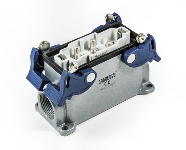 EB-M-806-FD-14-IP65 Вилка, 4-фиксатора, боковой ввод, 6 полюсов, 4x80A+2x16A