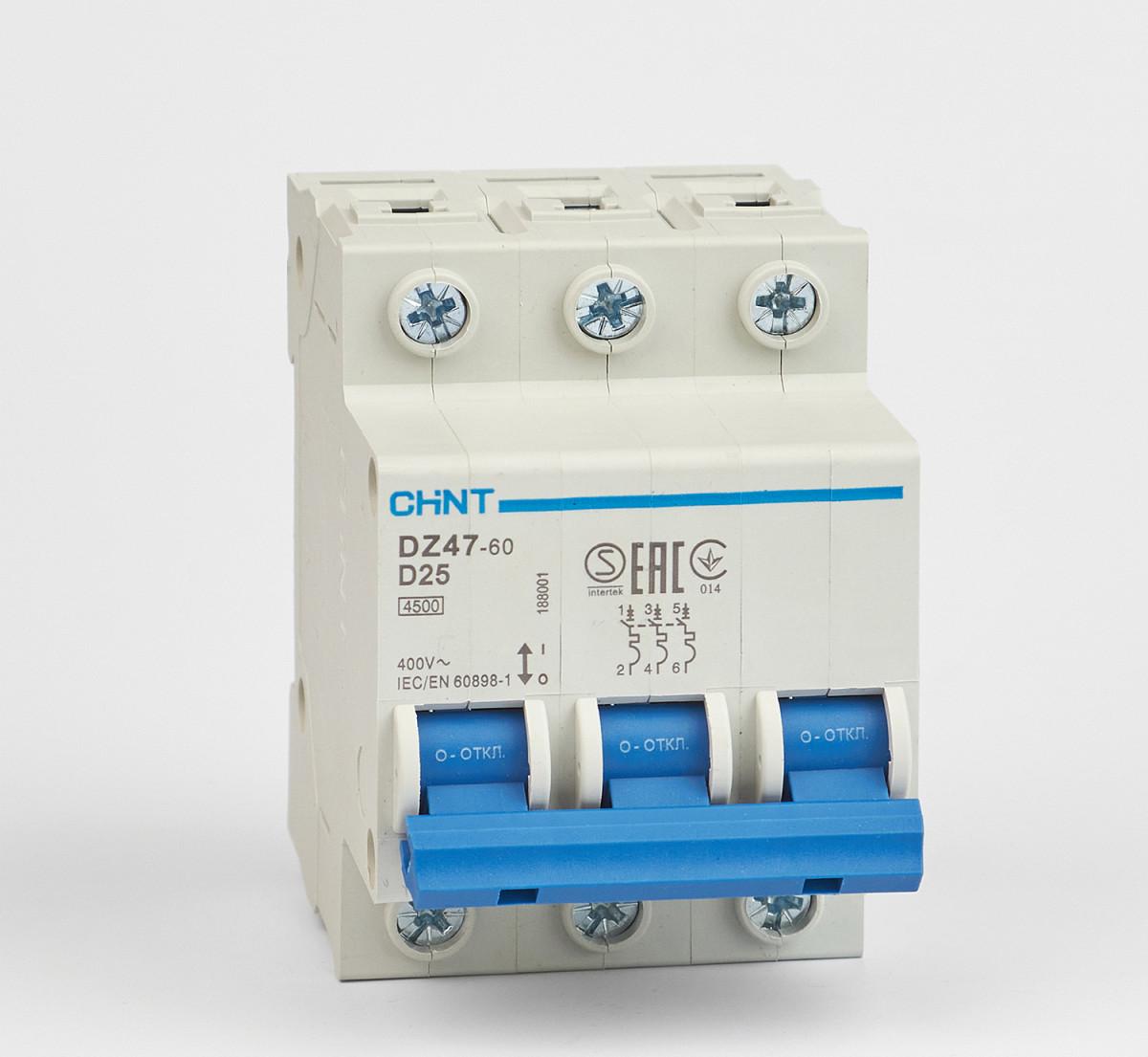 DZ47-60D 3P 25A 4.5kA х-ка D Автоматический выключатель (CHINT)