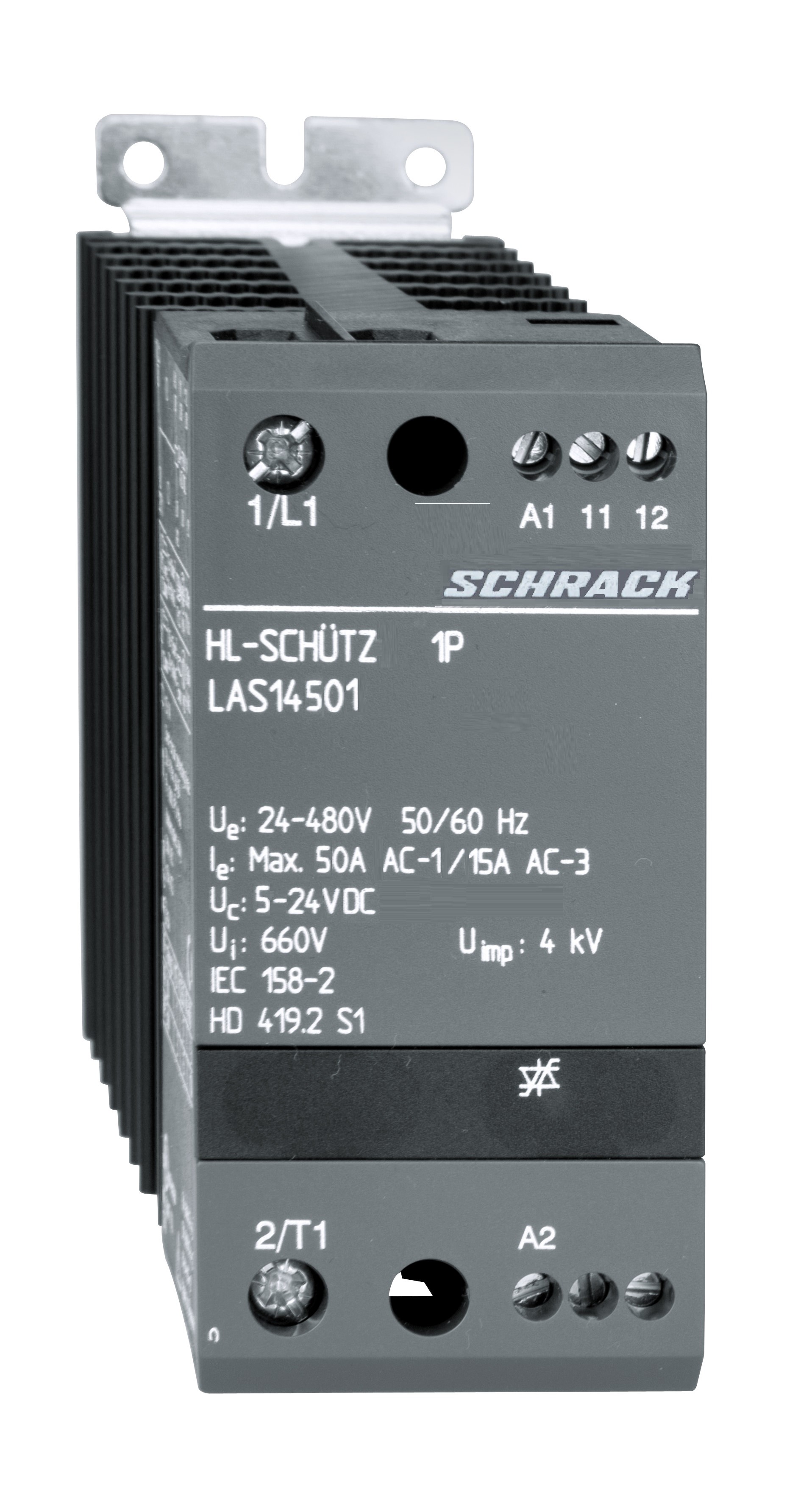 Полупроводниковый контактор 1p 50A 5-24VDC/24-480VAC 50/60Гц