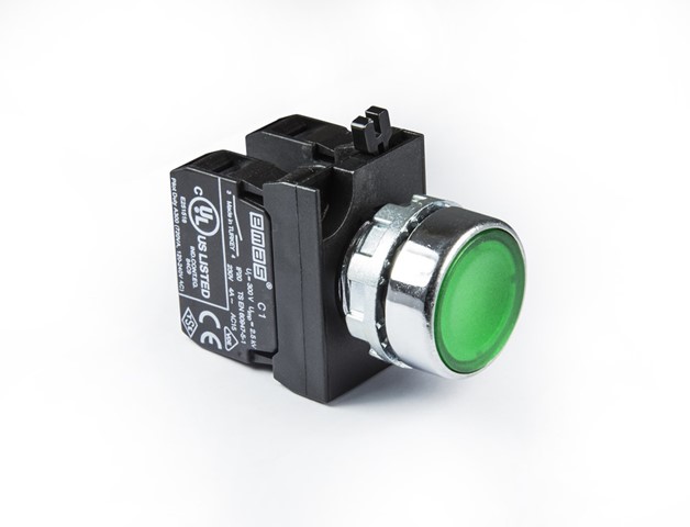 CM-D -G-(CA-C1-C1)-IP65 Кнопка зеленая металлическая 2НО