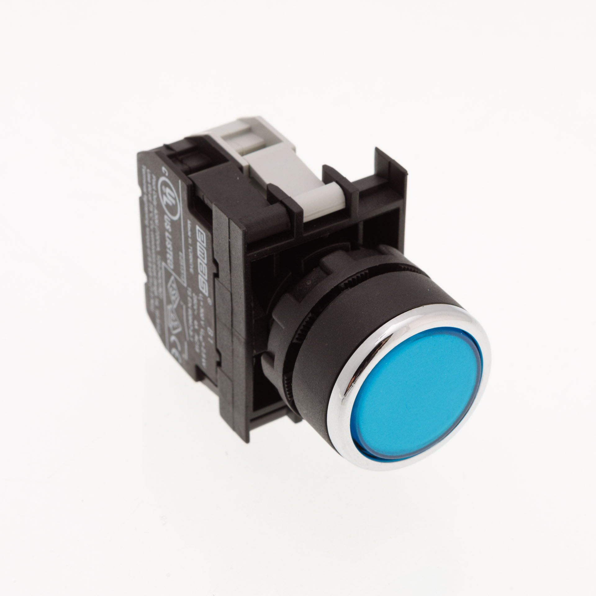 B-D -B-(BA-B1-B3)-IP50 Кнопка нажимная синяя пластиковая с патроном подсветки Ba9S (1НО)