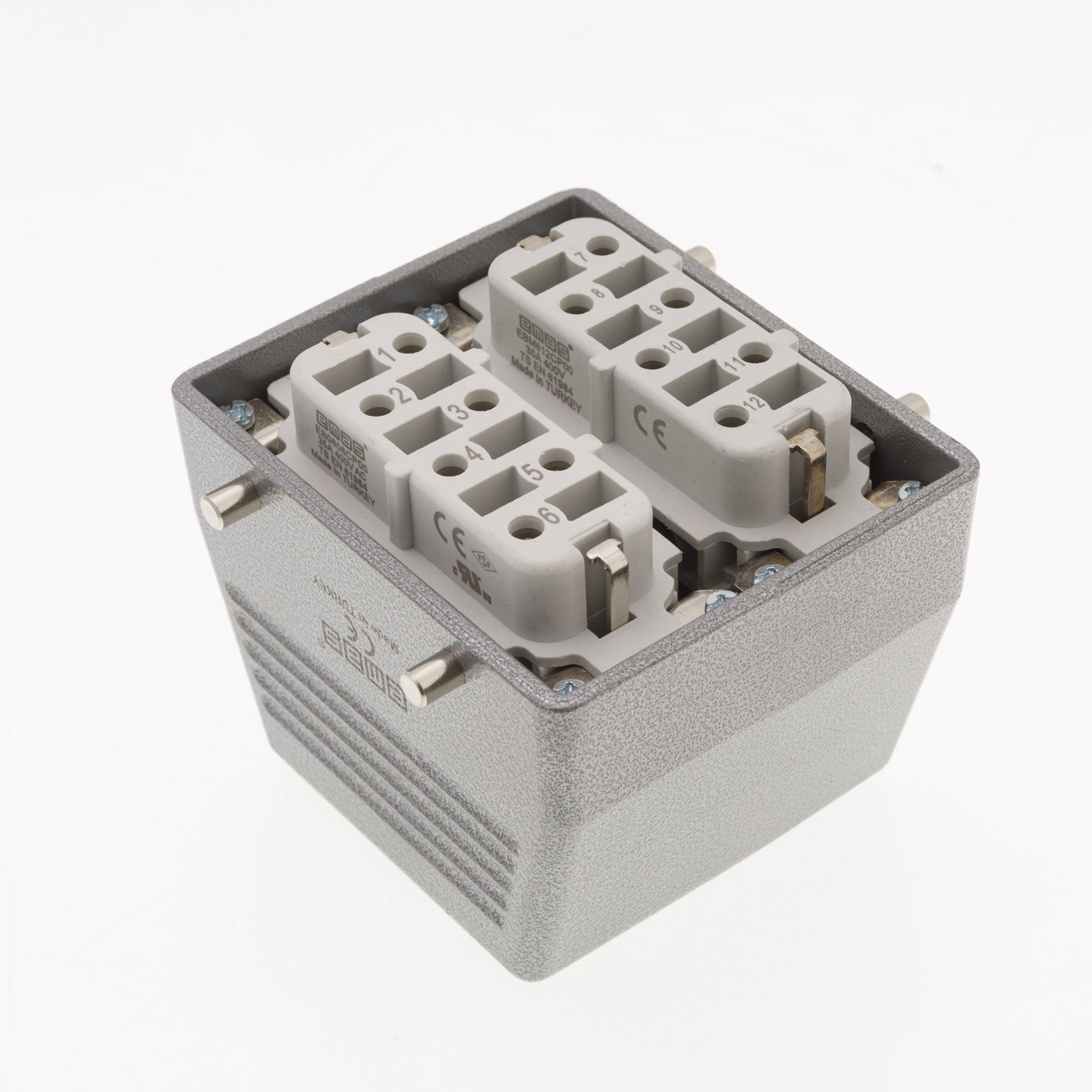 EB-M-612-PU-10-IP65 Розетка переносная металлическая 12 выводов 35А боковой ввод без фиксатора