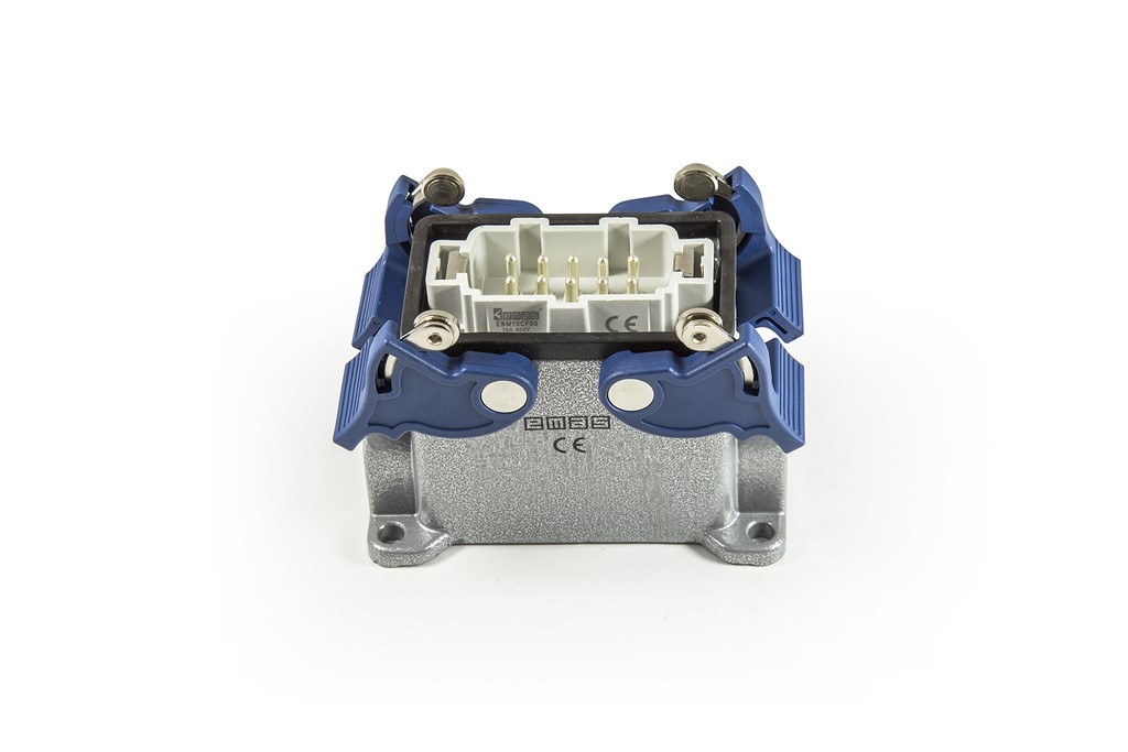 EB-M- 10-FD-24-IP65 Вилка стационарная на плоскость металлическая 10 выводов 16А двойной боковой вво