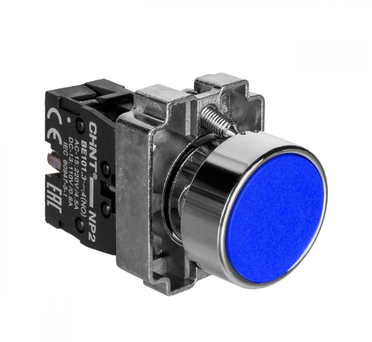 Кнопка управления NP2-BA61 без подсветки синяя 1НО IP40