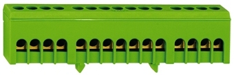 Клемма заземления, 15 отверстий 10/16мм, изолированная, s